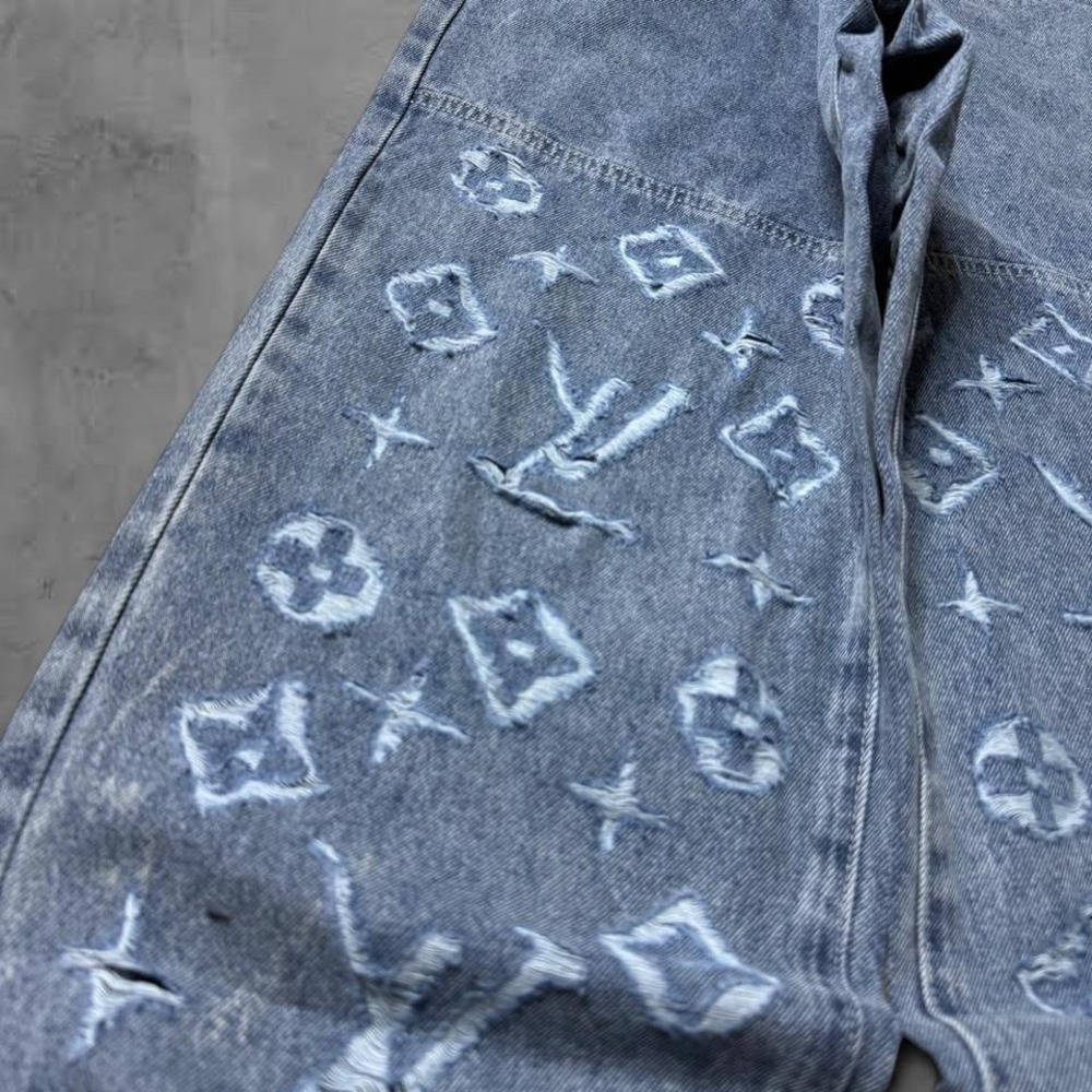Y2k 2000s skater grunge designer Louis Vuitton knee patch jeans - Picture 5 of 7